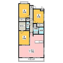 ヴェルベデーレ陸前 3LDKの間取図画像