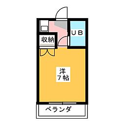アラカワハイツ清住 1Kの間取図画像
