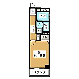 シャンボール石川 1Kの間取図画像