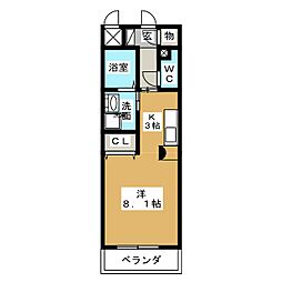 エクセラ大曽根 5階ワンルームの間取り