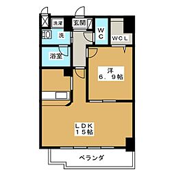 リバーコート砂田橋2 1LDKの間取図画像