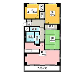 サンシャインヴィレッジ新出来 3LDKの間取図画像