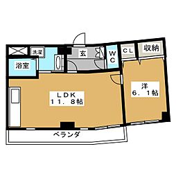 ファイブフラワー 1LDKの間取図画像