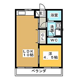 伊藤ビル徳川 1LDKの間取図画像