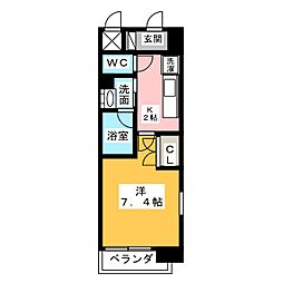 レーヴェスト平安 1Kの間取図画像