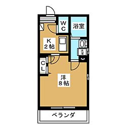 クレフラスト矢田A棟 1Kの間取図画像