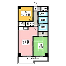 グランドール大幸2 2LDKの間取図画像