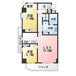 サンシエル 2LDKの間取図画像