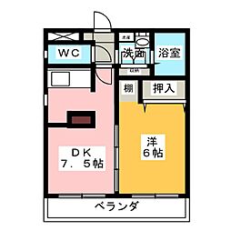 タウンコート砂田 1DKの間取図画像