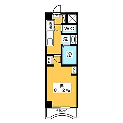 グランディア平安通 1Kの間取図画像
