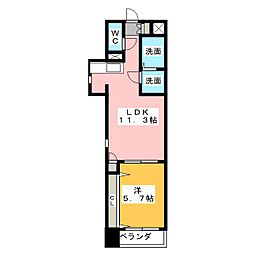 プラージュ大曽根 1LDKの間取図画像