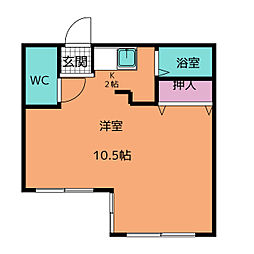 シャトーニシワキ 1Kの間取図画像
