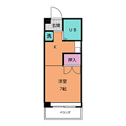 ザイテツマンション 1Kの間取図画像