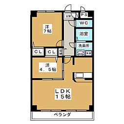 サニーコート富士 2LDKの間取図画像