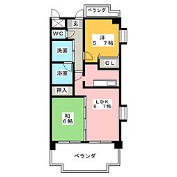 エクセレントみずの 2DKの間取図画像