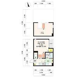 プランドール矢田 1Kの間取図画像