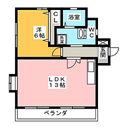 レジデンス鳥神 1LDKの間取図画像