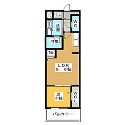 ロイヤルスクエア徳川 1LDKの間取図画像