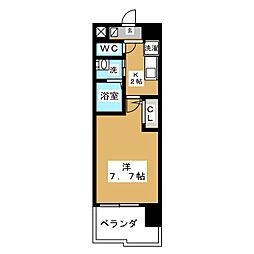 リバーコート砂田橋 1Kの間取図画像