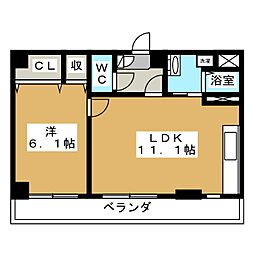 ファイブフラワー 1LDKの間取図画像