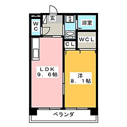 ホーメスト金屋 1LDKの間取図画像