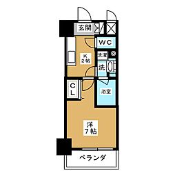 アクアテラス大曽根 1Kの間取図画像