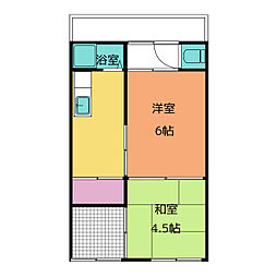 市場木貸家 1階2Kの間取り