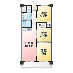 サクセス小田井 3LDKの間取図画像