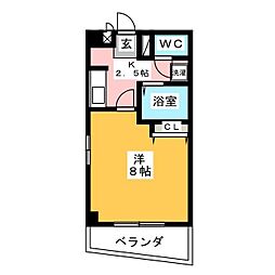 プチシャトー 1Kの間取図画像