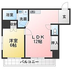 グリーンクレスト青木 1LDKの間取図画像