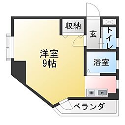 アストリー赤城 1Kの間取図画像