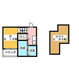 ガンマ大野木 1Kの間取図画像