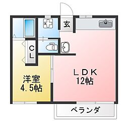 プチハイツ二見 1LDKの間取図画像