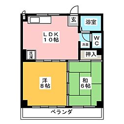 グリーンハイツ 2LDKの間取図画像
