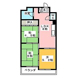 ハイツ牧野 3DKの間取図画像