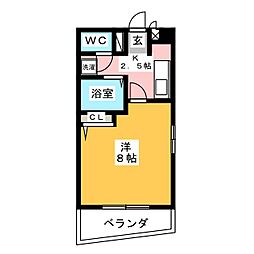 プチシャトー 1Kの間取図画像
