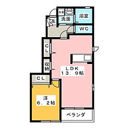 ビレッジゼン3 1LDKの間取図画像