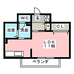 シャルマン市場木 1Kの間取図画像