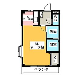 サンライズ山木 1Kの間取図画像