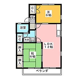 サンライズ五才美 2LDKの間取図画像