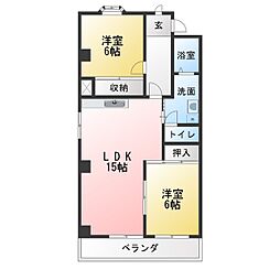 エクセルK 2LDKの間取図画像