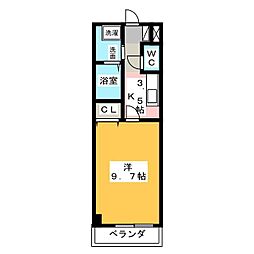 アンフィニードミール 1Kの間取図画像