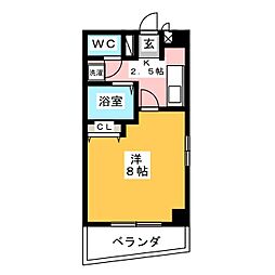 プチシャトー 1Kの間取図画像