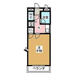シャトゥルミエール 1Kの間取図画像