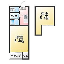 サニーハイツ南川町 1Kの間取図画像