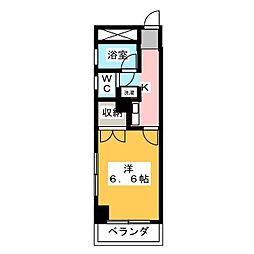 メゾンヤスフク 1Kの間取図画像