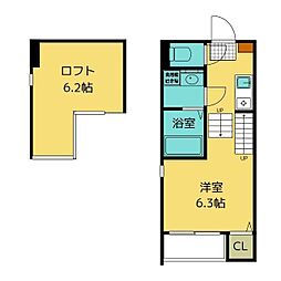 GrandeHarmony上小田井 1Kの間取図画像