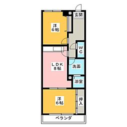 大野木ビラ 2LDKの間取図画像