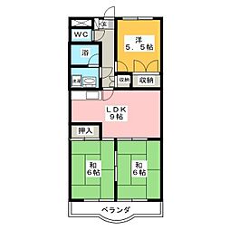 コーポラス南川 3DKの間取図画像