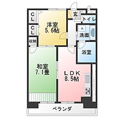 ジャステージ小田井 2LDKの間取図画像